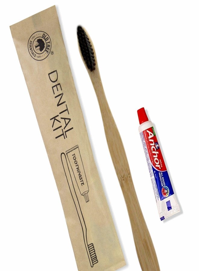 أولد تري مجموعة أدوات العناية بالأسنان الصديقة للبيئة من أولد تري (عبوة من 50 قطعة) - فرشاة أسنان من الخيزران ومعجون أسنان أنكور 8 غرام في كيس من ورق الكرافت | مستلزمات غرف الضيوف للفنادق والمنتجعات ودور الضيافة والمستشفيات - Image 1